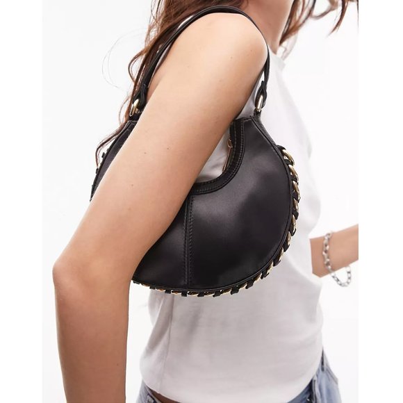 Topshop Black Scoop Shoulder Bag - Picture 4 of 5